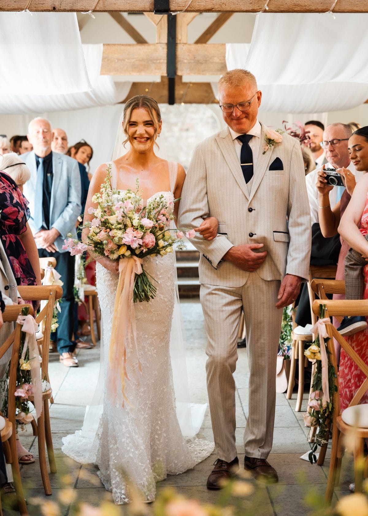 Bride and Father of the Bride walking down the aisle